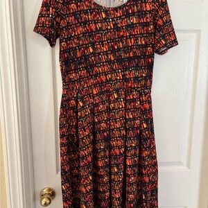 LuLaRoe Black and Red Patterned Midi Dress
